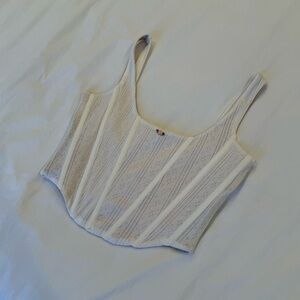 With Jean Cream Textured Women's Top